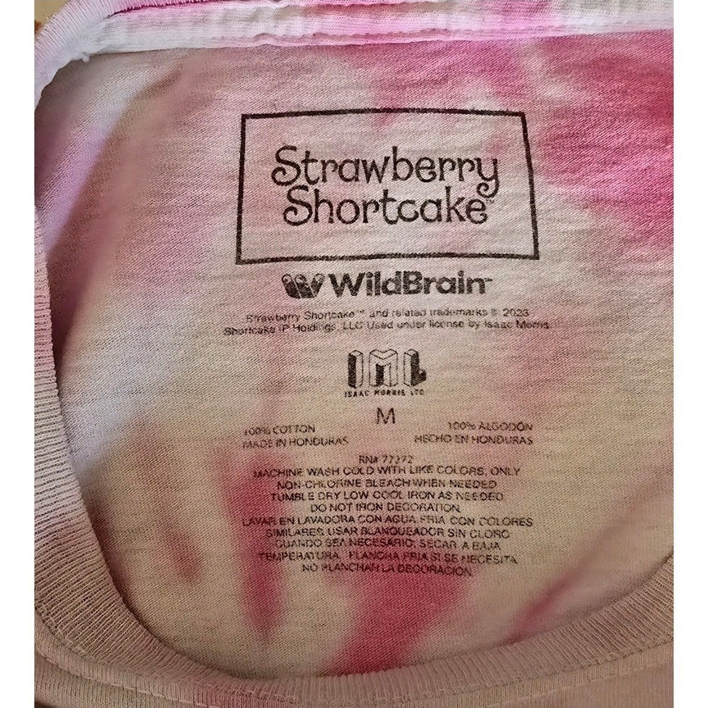 Strawberry Shortcake Tie Dye Graphic T-Shirt Cute Cartoon Tee M SMALL PINHOLE - Picture 5 of 5